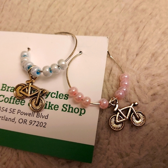 Handmade Bicycle Hoop Earrings - Picture 3 of 3